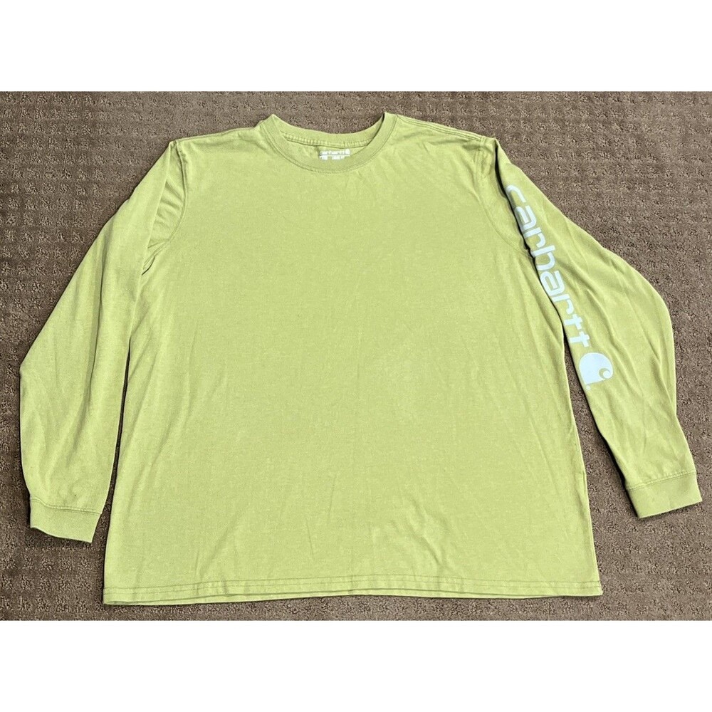 Carhartt Heavyweight Shirt Women's Lime Green Loose Fit Long Sleeve Size 2XL